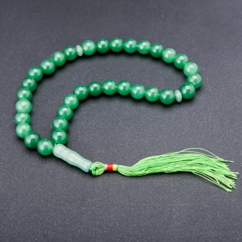 Jade Prayer Beads, 33 Beads, Diameter 10mm+