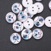 Wooden Kids' Buttons "Glasses" White/Blue, 15mm, pack of 25 pcs