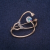 Stethoscope Brooch, White Chameleon Rhinestones, 37x26mm, Gold-Tone Metal
