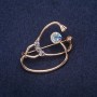 Stethoscope Brooch, White Chameleon Rhinestones, 37x26mm, Gold-Tone Metal