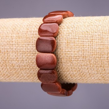 Aventurine (Synthetic) Bracelet, Gold Sand, Link 16x12+/-mm, 18cm Length on Elastic