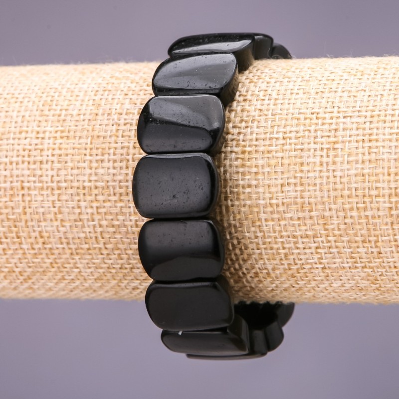 Black Agate Bracelet, link 18x14+/-mm, length 18cm, on elastic