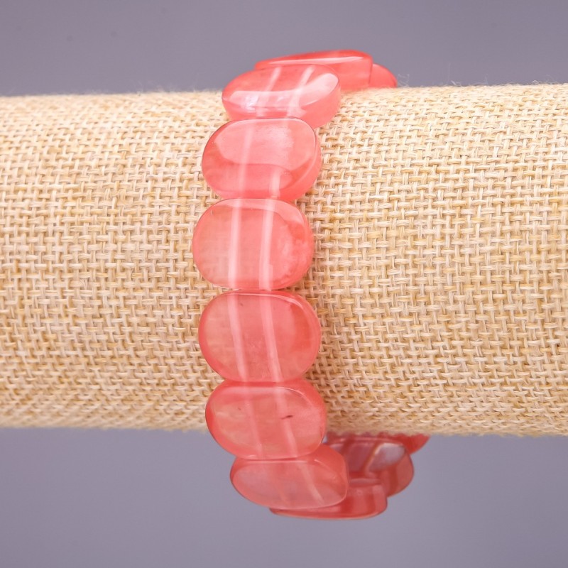 Watermelon Tourmaline Bracelet, link 18x14+/-mm, length 18cm, on elastic