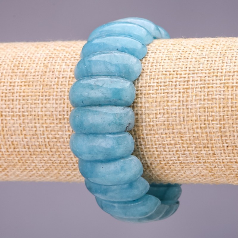 Aquamarine Bracelet, link 25x10+/-mm, length 18cm, on elastic