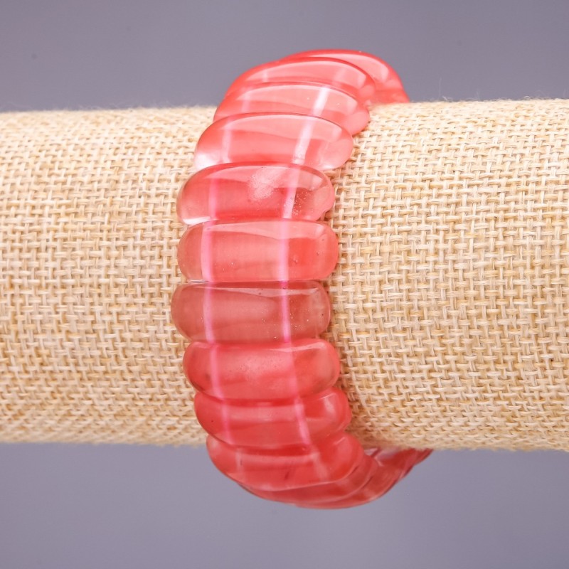 Watermelon Tourmaline Bracelet, link 25x10+/-mm, length 18cm, on elastic