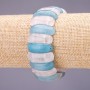 Aquamarine Rose Quartz Bracelet, Link 25x10+/-mm, Length 18cm on Elastic