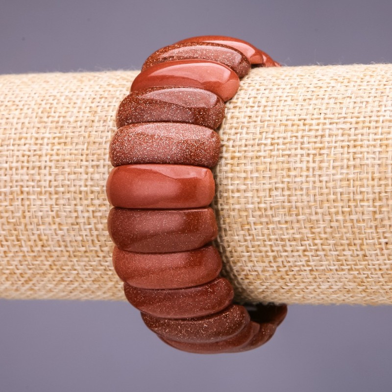 Aventurine Bracelet Golden Sand, link 25x10+/-mm, length 18cm, on elastic