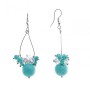 Drop Earrings with Large and Small Turquoise Beads on Teardrop Drops, 60mm