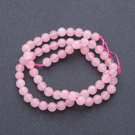 Natural Stone Beads on String, Rose Quartz Round, diameter 8.5mm +/-, length 38cm+