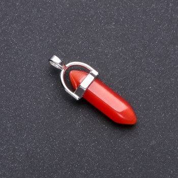 Cat's Eye Pendant Red Hexagon 8x35x41mm