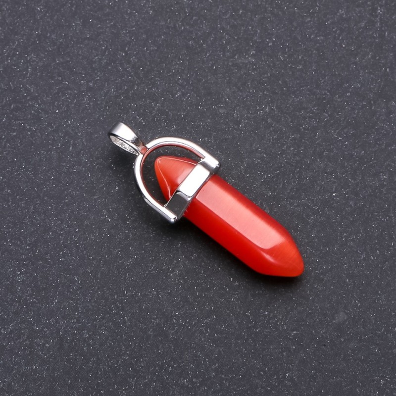 Cat's Eye Pendant Red Hexagon 8x35x41mm