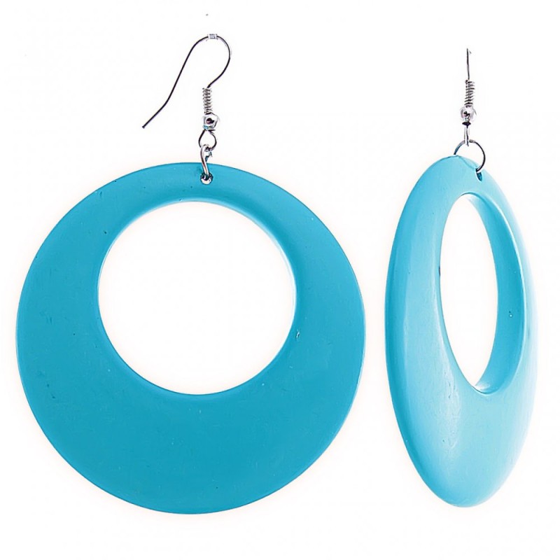 Congo Ring Dangle Earrings in "Turquoise", 75x53mm