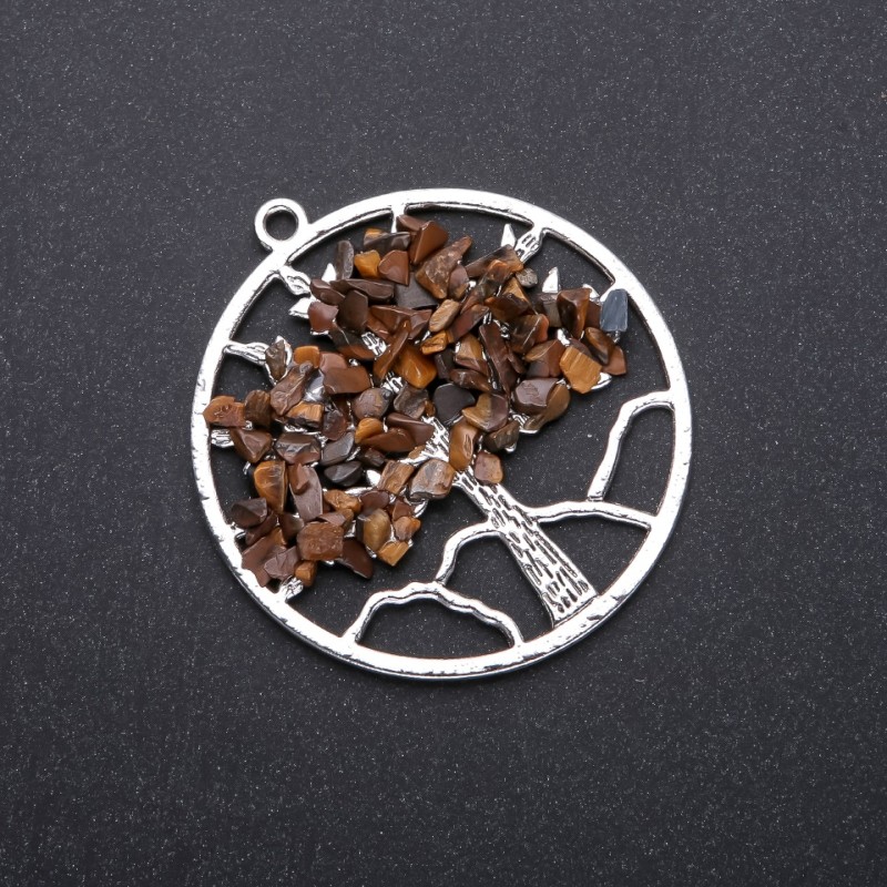Pendant "Tree of Happiness" Tiger's Eye, 57mm diameter