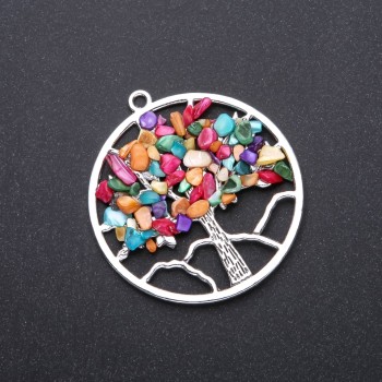 Pendant "Tree of Happiness" Multicolor Mother-of-Pearl, 57mm diameter