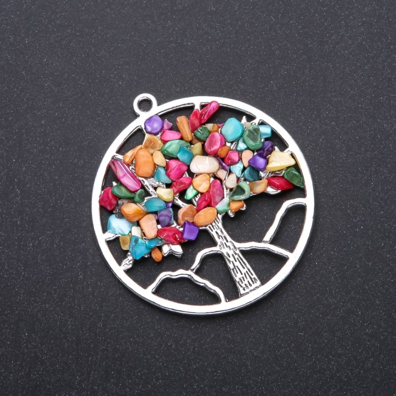 Pendant "Tree of Happiness" Multicolor Mother-of-Pearl, 57mm diameter