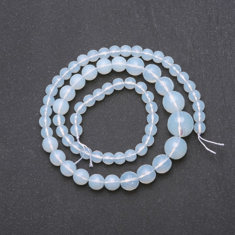 Synthetic Moonstone Beads, Graduated Faceted Round Strand, 6-14mm diameter, 45cm length