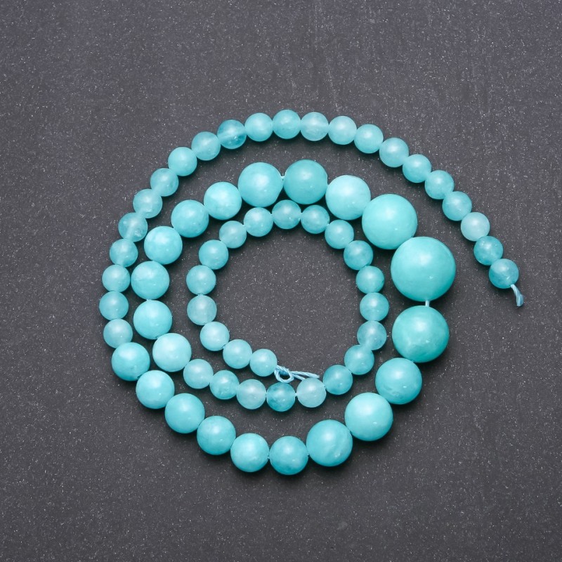 Synthetic Aquamarine Beads, Graduated Smooth Round Strand, 6-14mm diameter, 45cm length
