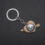 Heart Compass Keychain, Metal Color "Bronze"