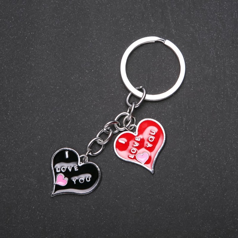 Hearts Keychain, Silver Metal Color