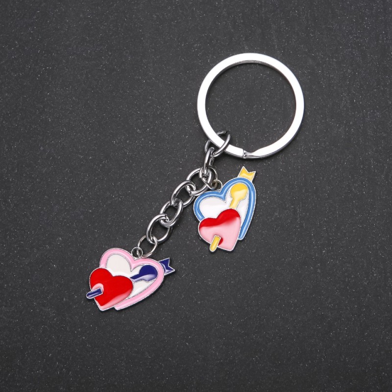 Hearts Keychain, Metal Color "Silver"