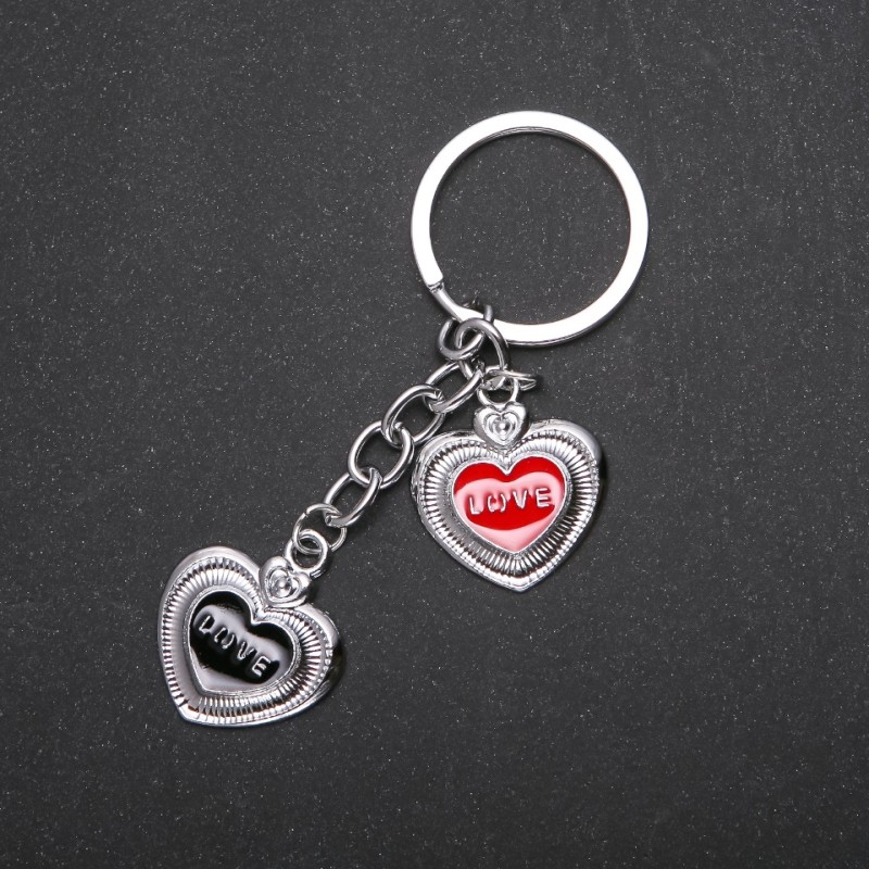 Hearts Keychain, Metal Color "Silver"