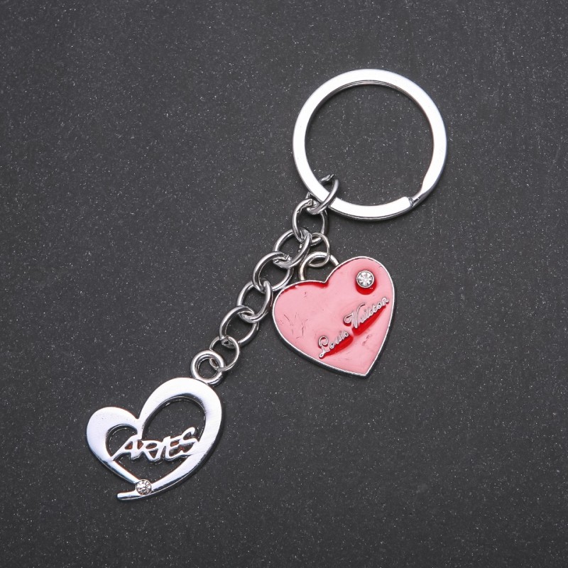 Hearts Keychain, Silver Metal Color