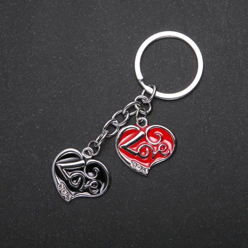Hearts Keychain, Metal Color "Silver"
