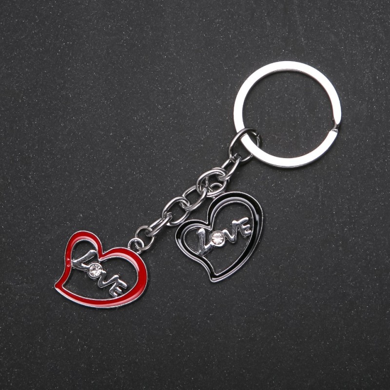 Hearts Keychain, Metal Color "Silver"