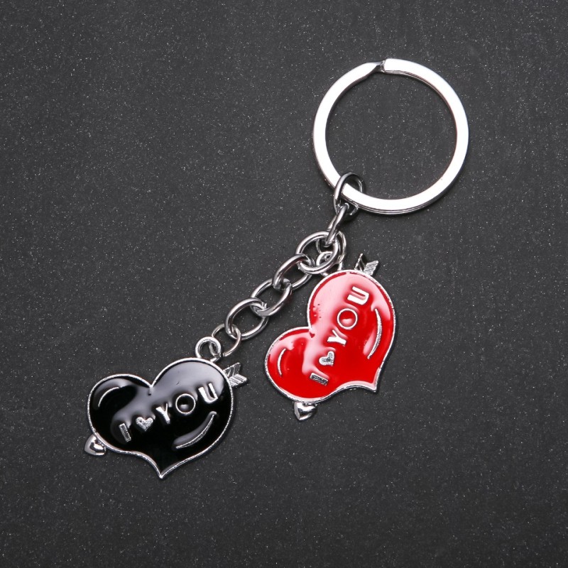 Hearts Keychain, Metal Color "Silver"