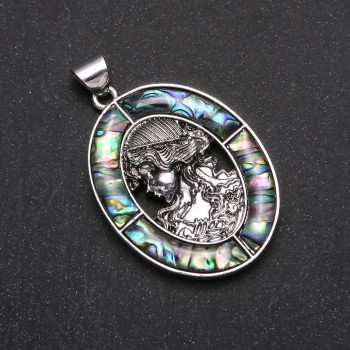 Grecian Pendant with Abalone in Setting, 36x46mm