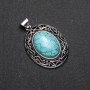 Pendant with Natural Turquoise Stone in Antique-Style Setting, 33x40x52mm