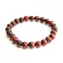 Bull's Eye Natural Stone Bracelet on Elastic Band, Smooth Round Beads, Diameter 8(+-)mm