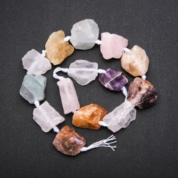 Raw Assorted Nugget Beads on Strand, Tumbled, 20x26(+/-)mm Diameter, 42cm Length