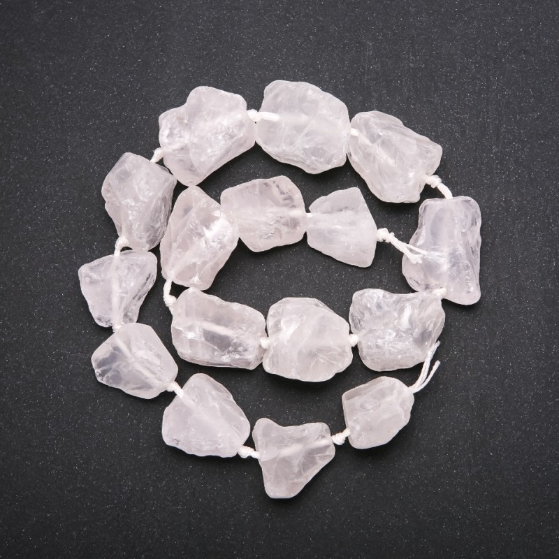 Raw Crystal Nugget Beads on Strand, Tumbled, 20x26(+/-)mm Diameter, 42cm Length