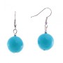 Dangle Earrings with Smooth Beads in "Turquoise", 37x15mm