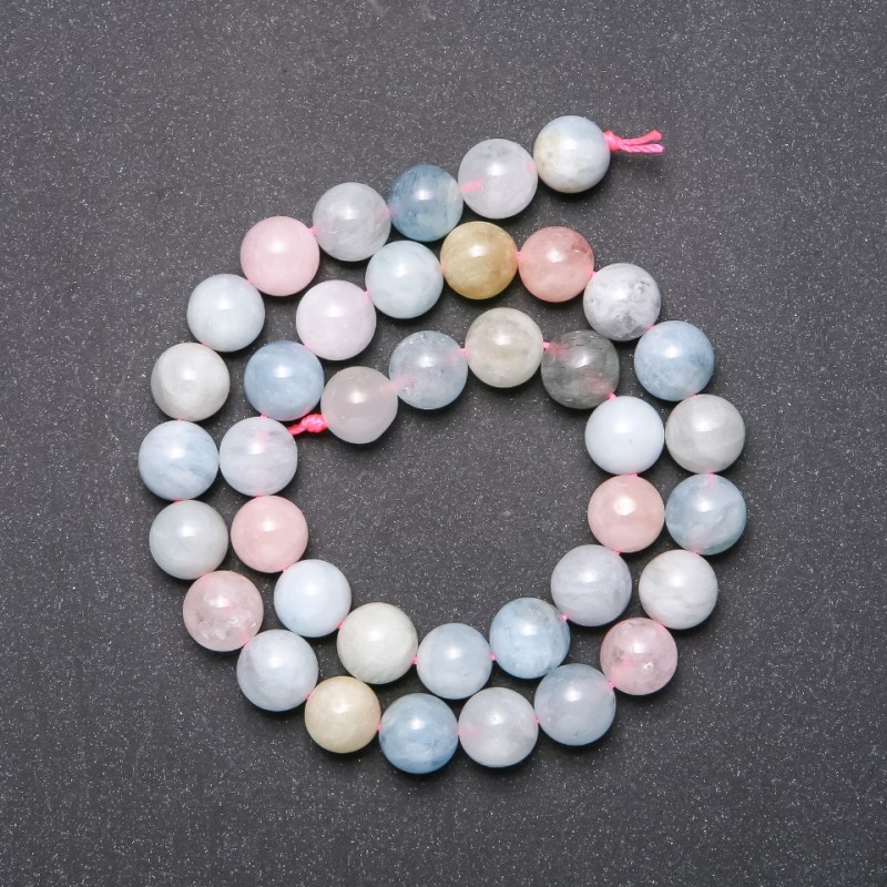 Morganite Natural Stone Beads on Strand, Smooth Round, 10mm Diameter, 38cm Length
