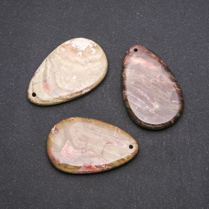 Picasso Jasper Natural Stone Pendant, Drop, 55x35(+/-)mm