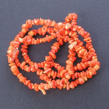 Orange Coral Natural Beads, “Stone Chip”, 6mm (+/-) Diameter, 85cm Strand