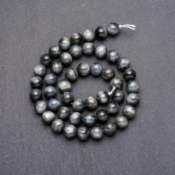 Natural Hawk's Eye Stone Beads on a Strand, Smooth Round, Diameter 8(+-)mm, Length 38cm