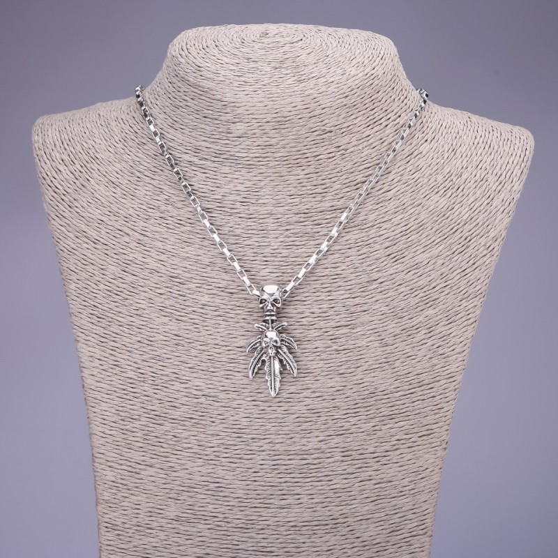 Skull Pendant 20x44mm on Chain, 55cm Length