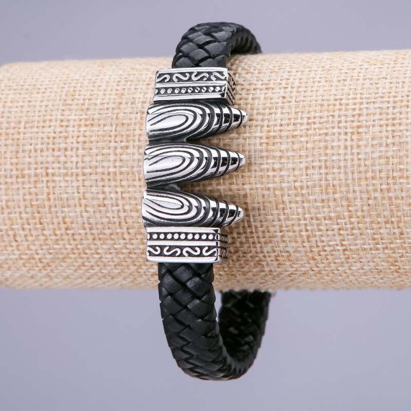 Orbs Bracelet, 21cm Length, 15mm Width, Black Eco-Leather