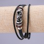 Skull Bracelet, Length 21cm, Width 15mm, Black Eco-Leather