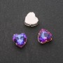 Price per Pack of 10. Sew-on Crystal in Prong Setting, Heart 12mm, Blue-Raspberry