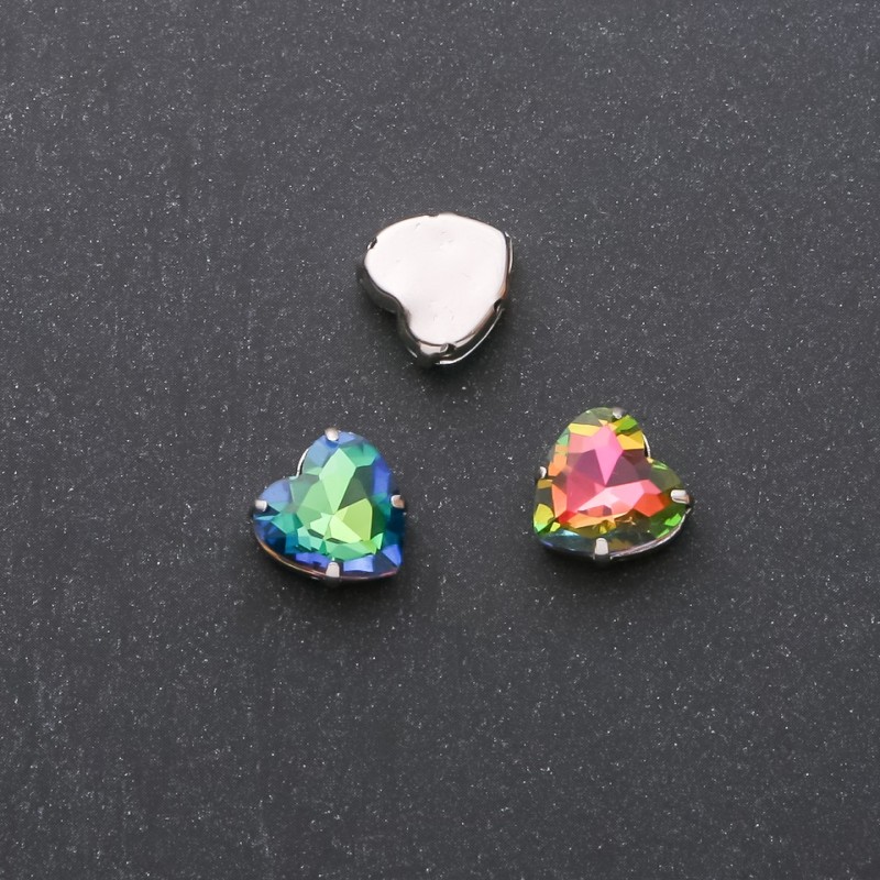 Price per Pack/10pcs. Sew-On Crystal in Prong Setting Heart 10mm