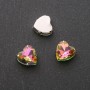 Price per Pack/10pcs. Sew-On Crystal in Prong Setting Heart 14mm Green-Raspberry