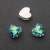 Price per Pack/10pcs. Sew-On Crystal in Prong Setting Heart 14mm Green-Blue