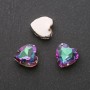 Price per Pack /10pcs. Sew-On Crystal in Setting, Heart 14mm Green-Raspberry