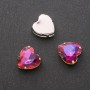 Price per Pack /10pcs. Sew-On Crystal in Setting, Heart 14mm Raspberry-Orange