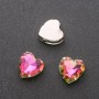 Price per Pack /10pcs. Sew-On Crystal in Setting, Heart 14mm Pink-Green