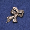Clearance! Bow Brooch with Rhinestones, Gold-Tone Metal, 35x53mm